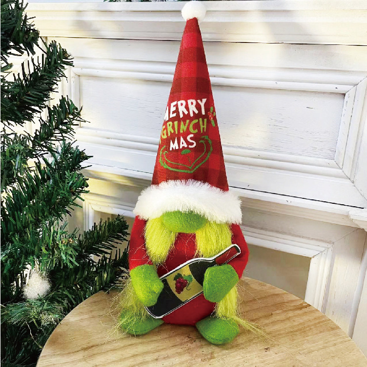 Weihnachts-Wichtelfigur im Grinch-Stil
