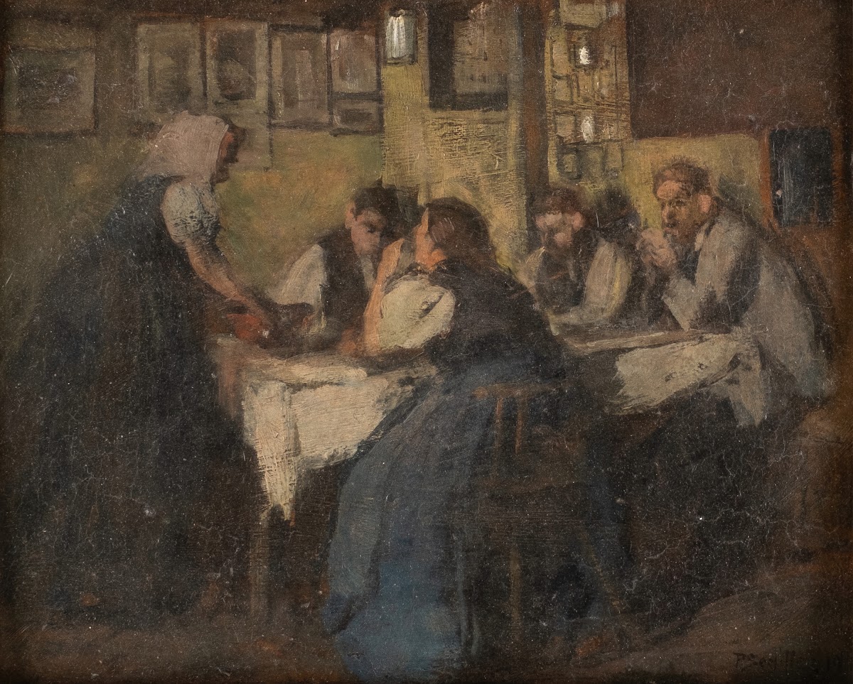 Family from the Black Forest at the table study 1909