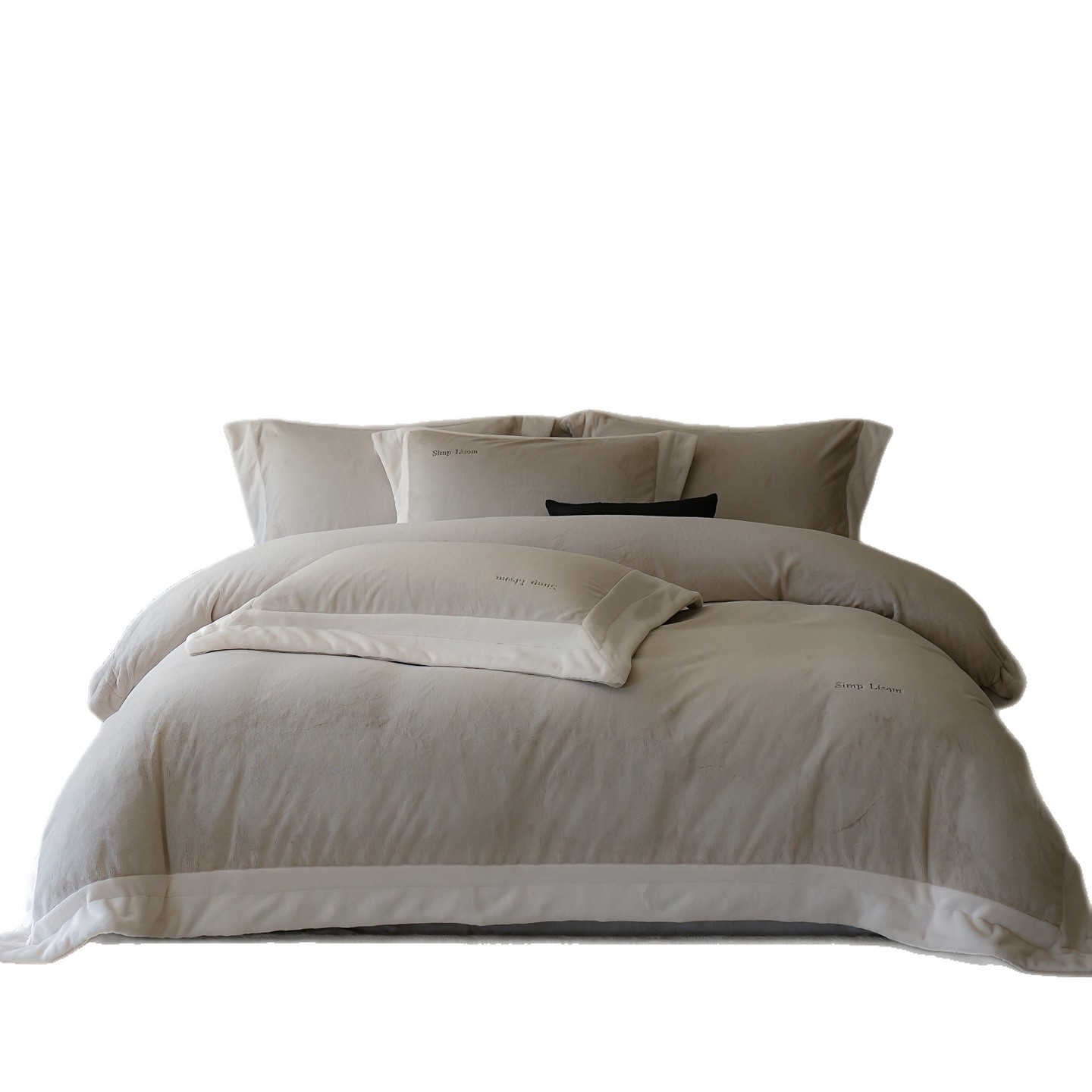 Milk fiber bedding set, fleece, winter, solid color