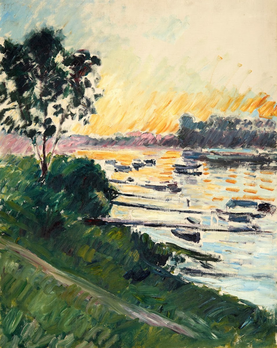 Bord de Seine effet soleil couchant 1891
