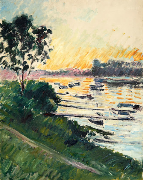 Bord de Seine effet soleil couchant 1891