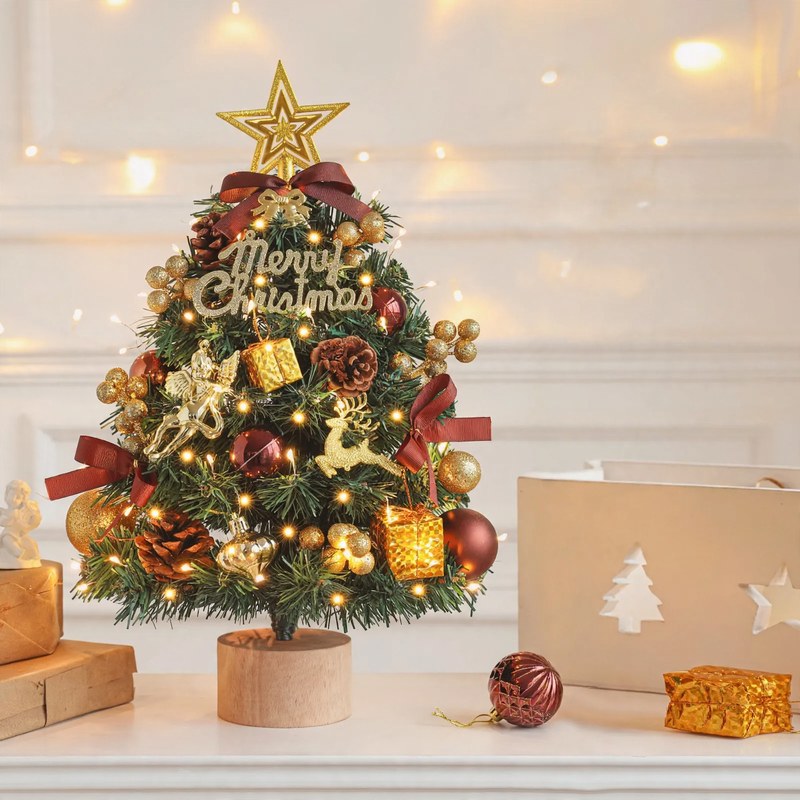 Dekorativer Tisch-Weihnachtsbaum mit Holzständer