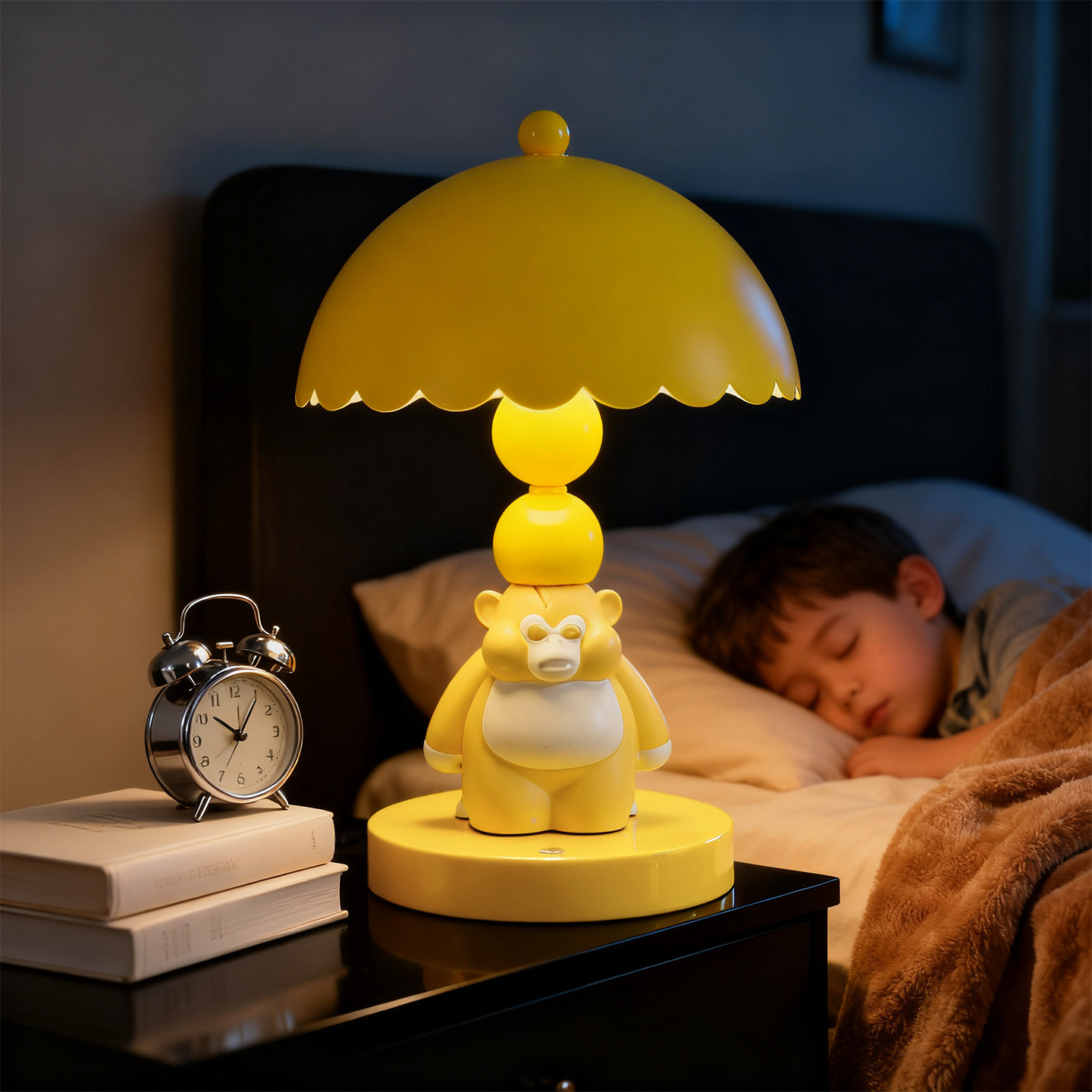 Monkey table lamp, ABS, yellow, touch control
