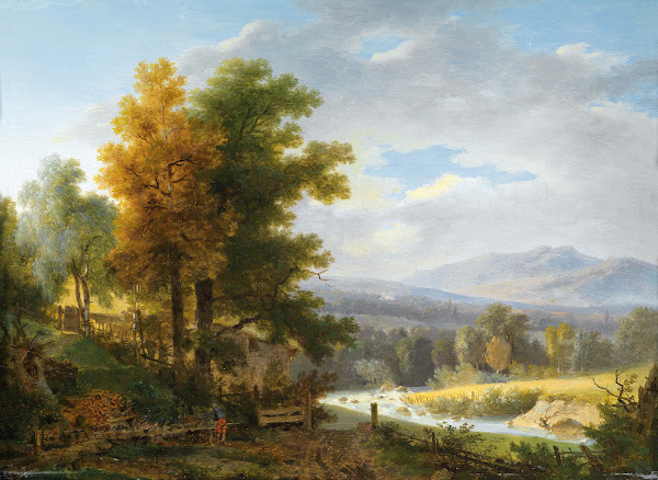 Holzarbeiter vor weiter Landschaft 1805