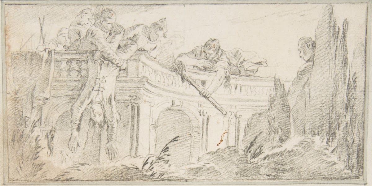 Scene of Men Disposing of Corpse in a Garden 16961770