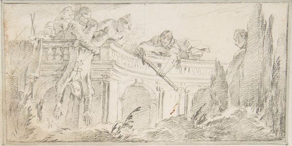 Scene of Men Disposing of Corpse in a Garden 16961770