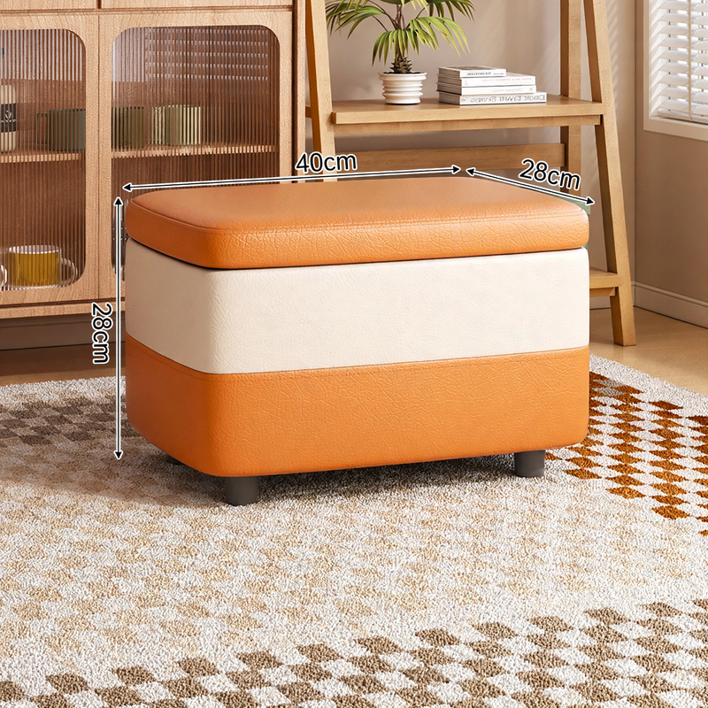 Rectangular leather seat cube with storage
