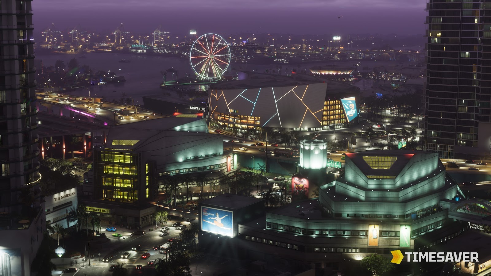 The Vice City skyline in the state of Leonida — Grand Theft Auto VI official screenshot