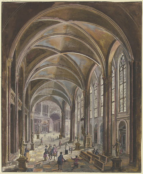 Blick In Ein Kircheninneres Mit Gotischen Fenstern Und Barockausstattung 1773