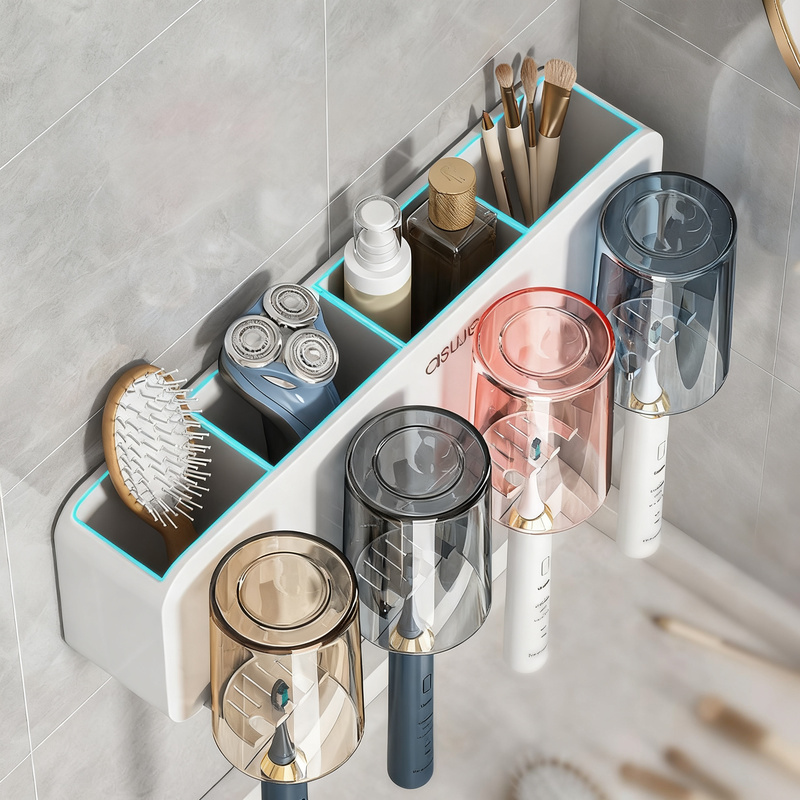 Toothbrush wall holder with toothpaste dispenser