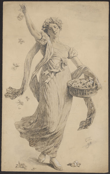 Young woman in a long empire dress 1898