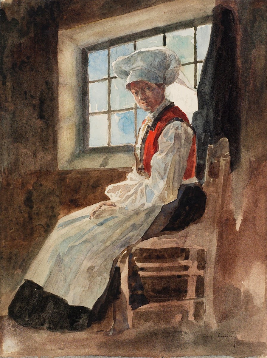 Scandinavian Peasant Woman in an Interior c 1906