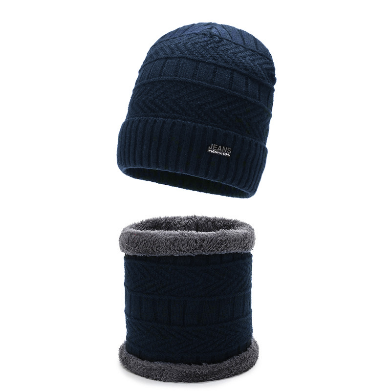 Winter knitted hat with neck warmer, 2-piece set