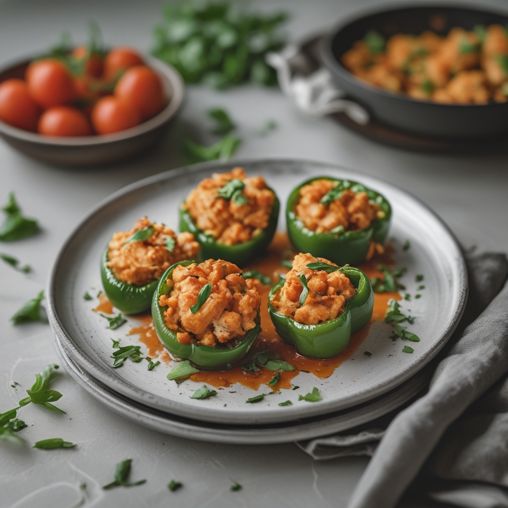 Spicy Buffalo Chicken Stuffed Mini Peppers