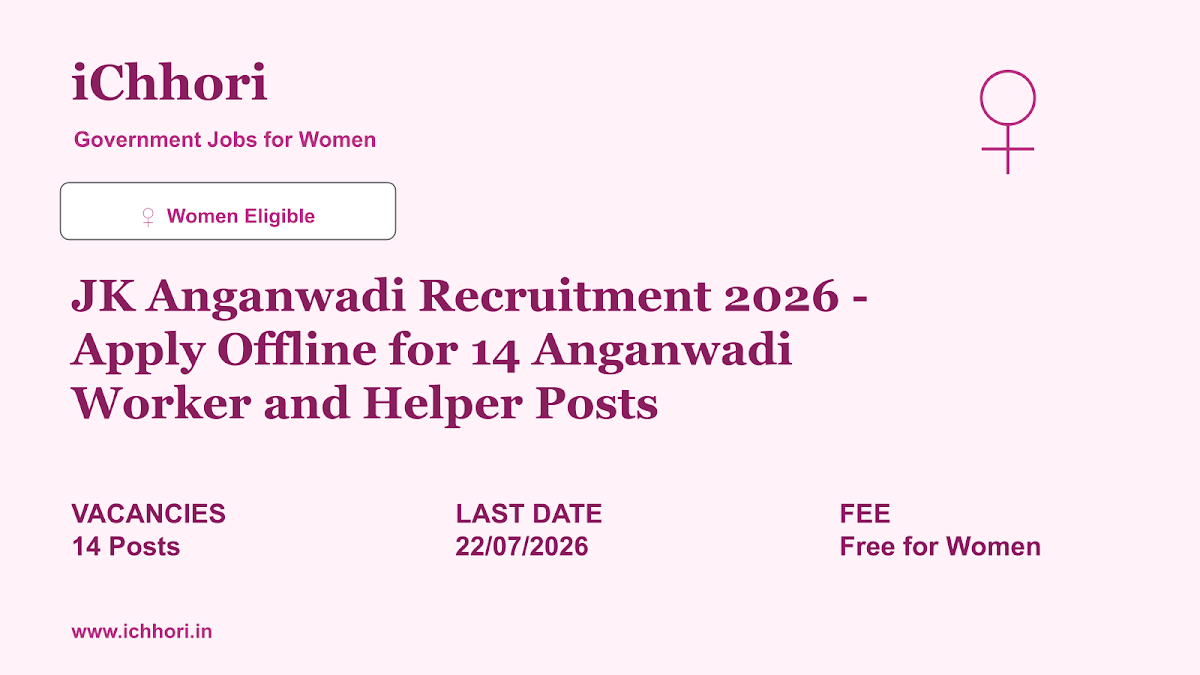 JK Anganwadi Recruitment 2026 - Apply Offline for 14 Anganwadi Worker and Helper Posts - iChhori