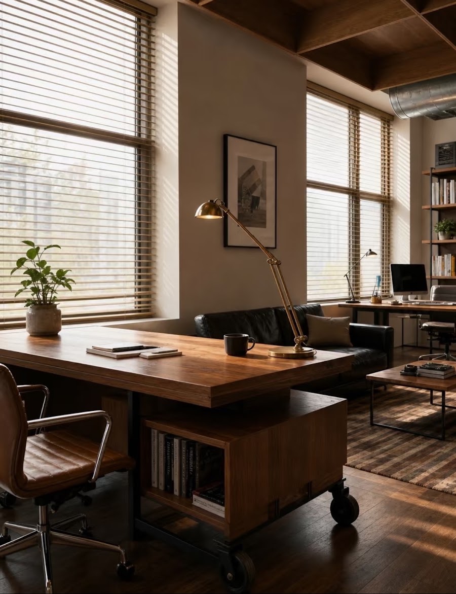 Office furniture showroom desks and chairs at Canton Fair