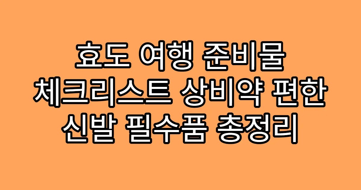 효도 여행 준비물 체크리스트 상비약 편한 신발 필수품 총정리