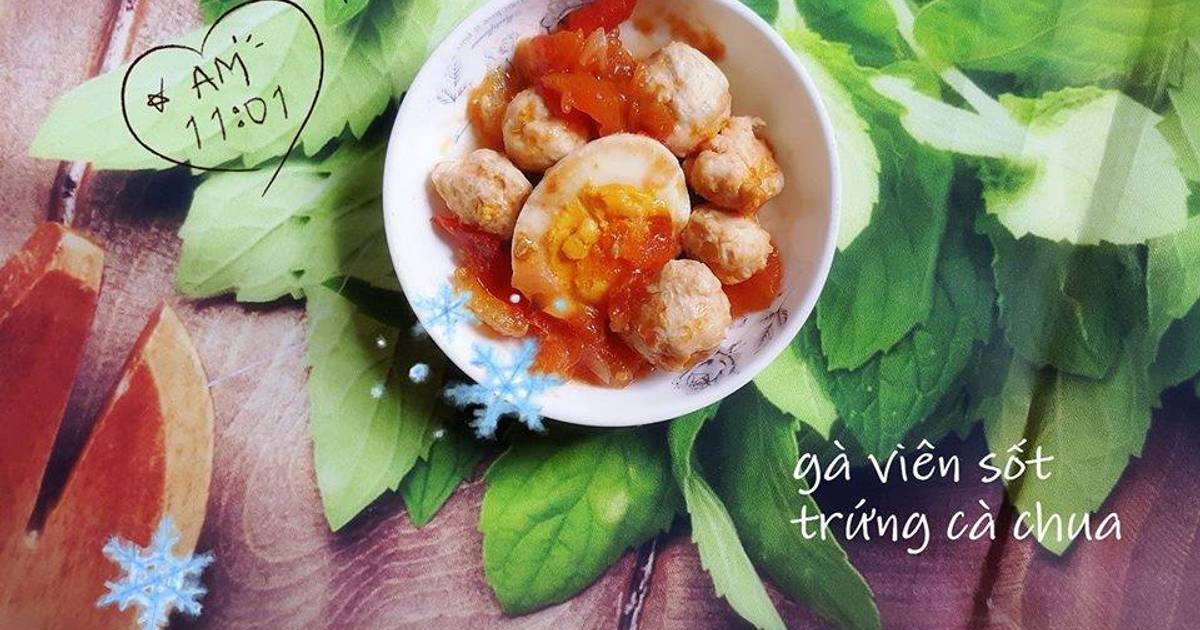 Gà viên sốt trứng cà chua