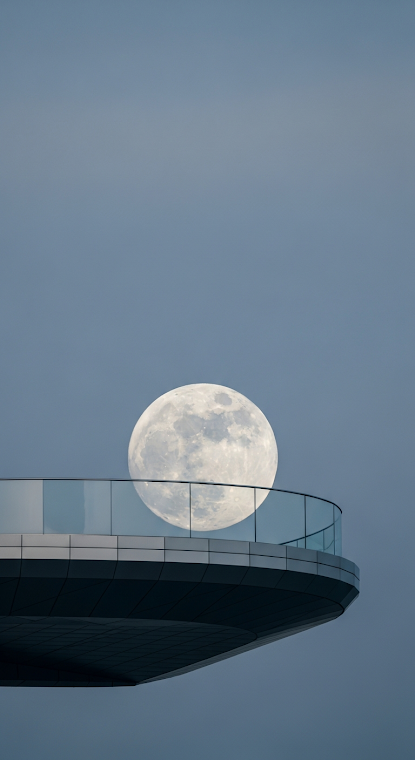Moon Over Modern Observation Deck