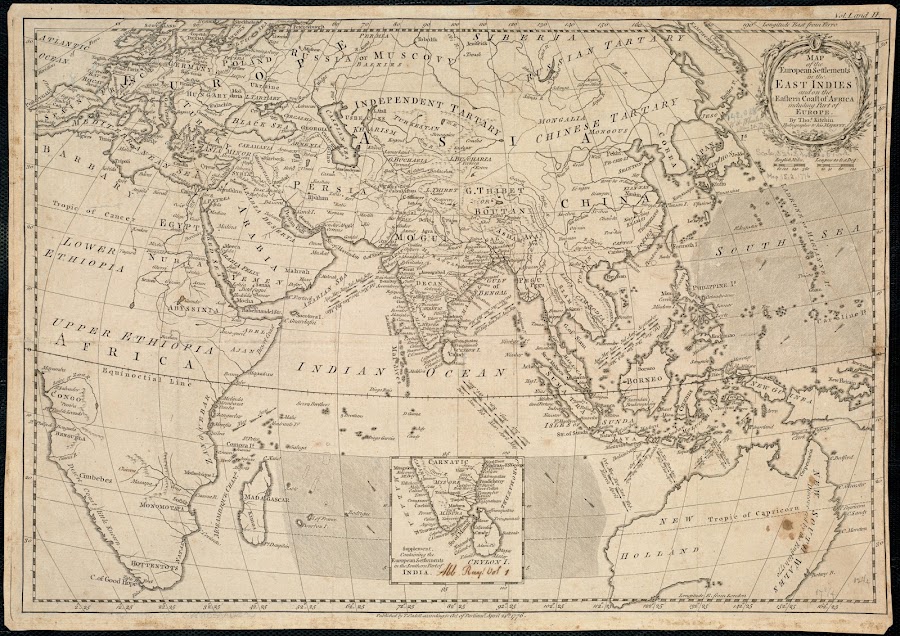 1776_Map of the European settlements in the East Indies and on the eastern coast of Africa including part of Europe