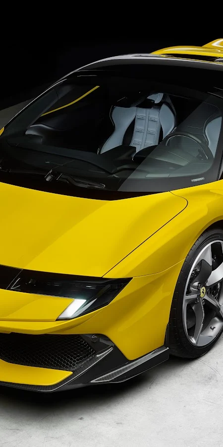 Ferrari, Supercar, Sports Car, Yellow Car 8K Phone Wallpaper