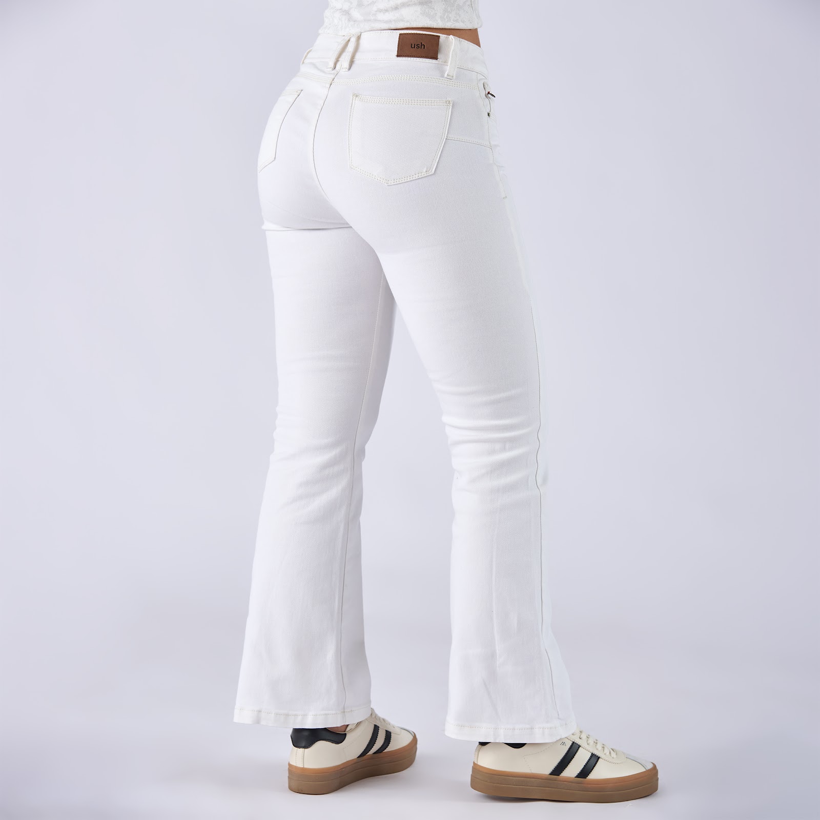 Jean dama wide leg tiro alto licrado, color Gris Humo - Vista 4