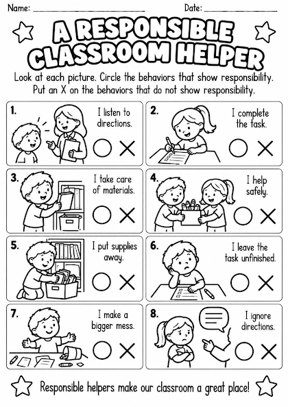 Responsible Classroom Helper Worksheet