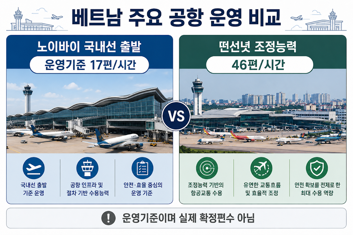 노이바이 국내선 운영기준과 떤선녓 슬롯 비교