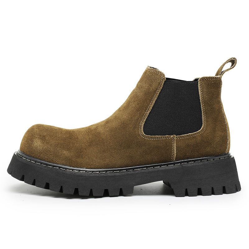 Men's suede-look Chelsea boots, flat heel