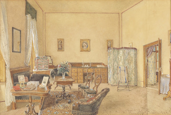 Interieur mit Vogelkäfig 1899