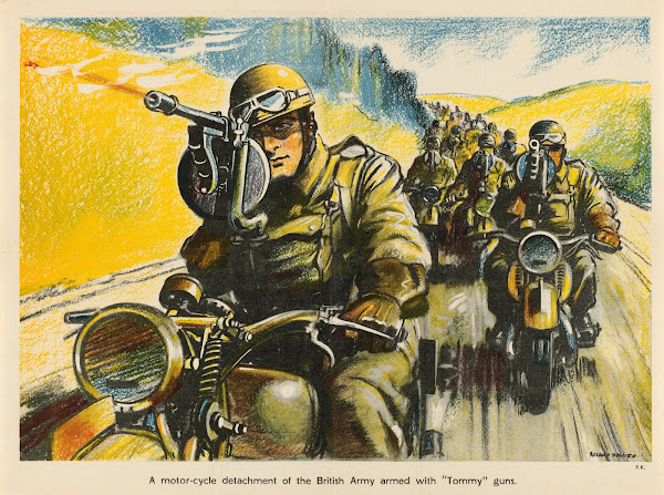 A Motor Cycle Detachment of the British Army Armed with Tommy Guns