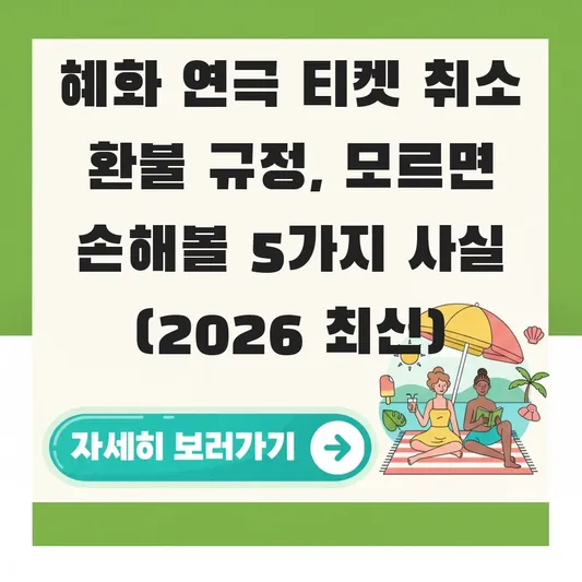 혜화 연극 티켓 취소 환불 규정