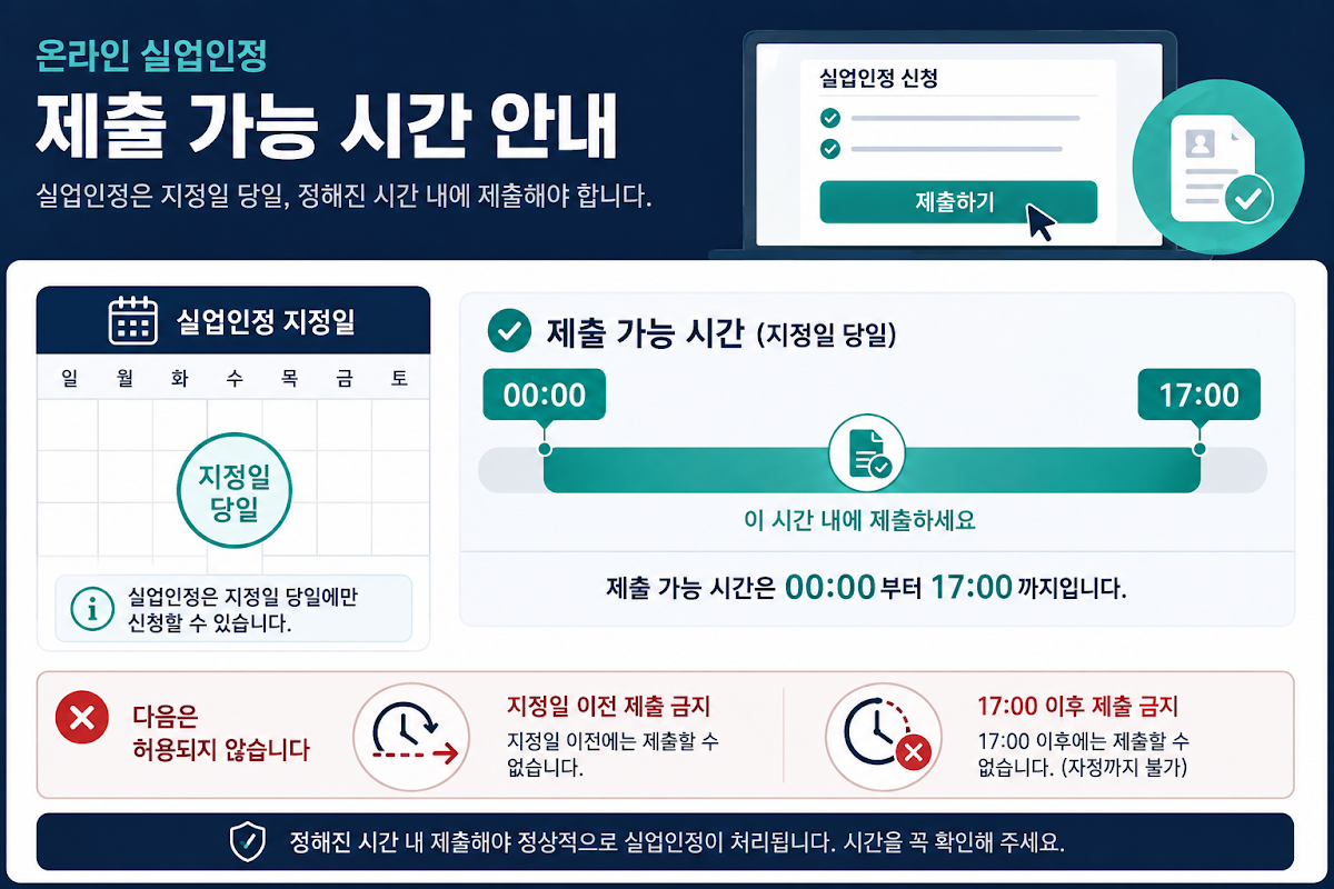 실업인정 인터넷 신청 지정일 제출시간