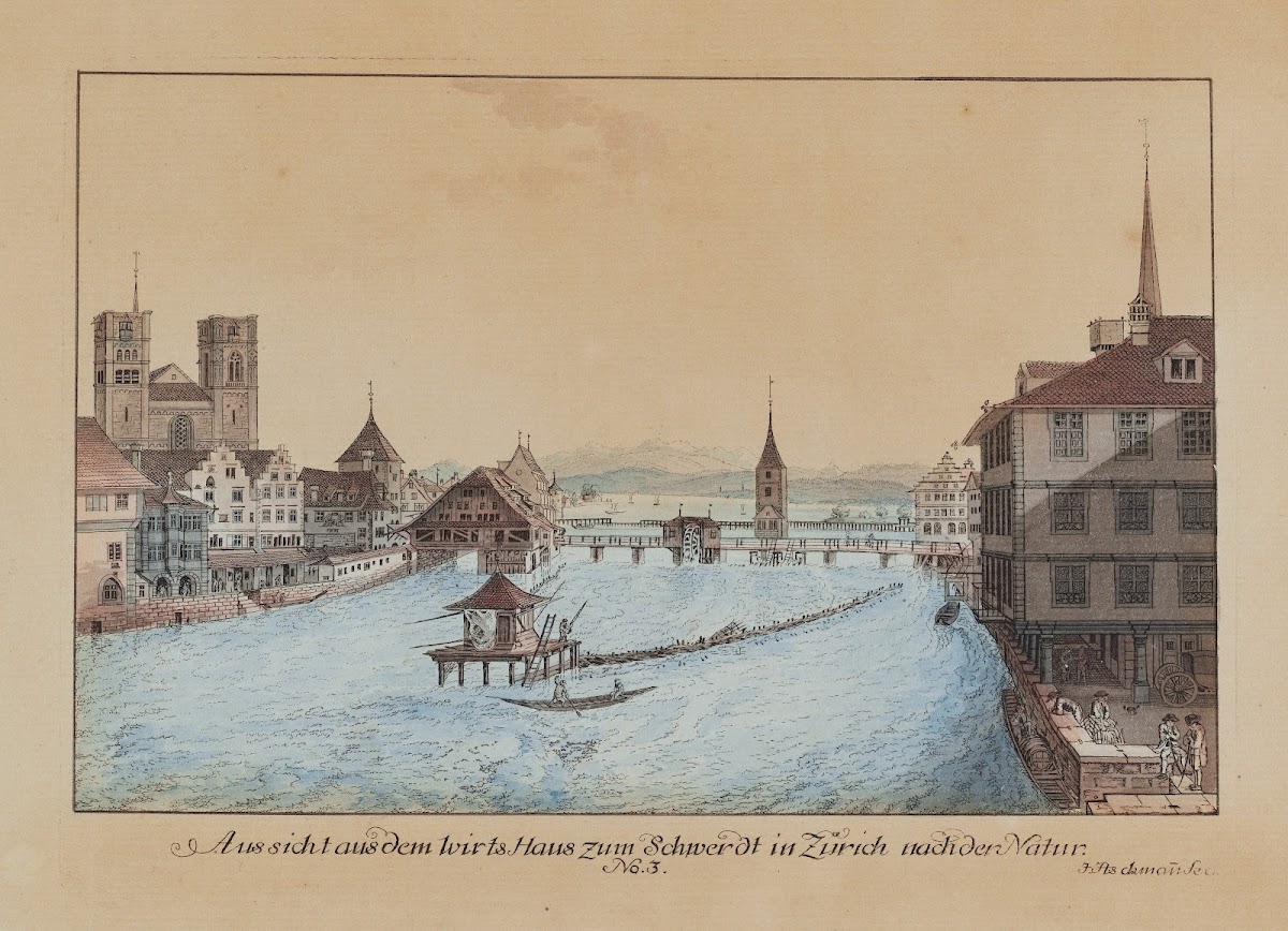 Aussicht aus dem Wirts Haus zum Schwerdt in Zürich nach der Natur