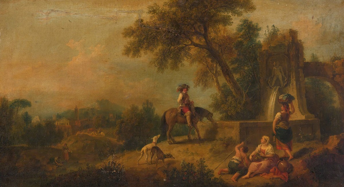 Landscape With Peasants Fountain And Rider