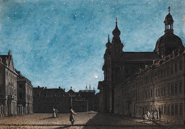 Der Mannheimer Theaterplatz bei Mondschein ca 1790