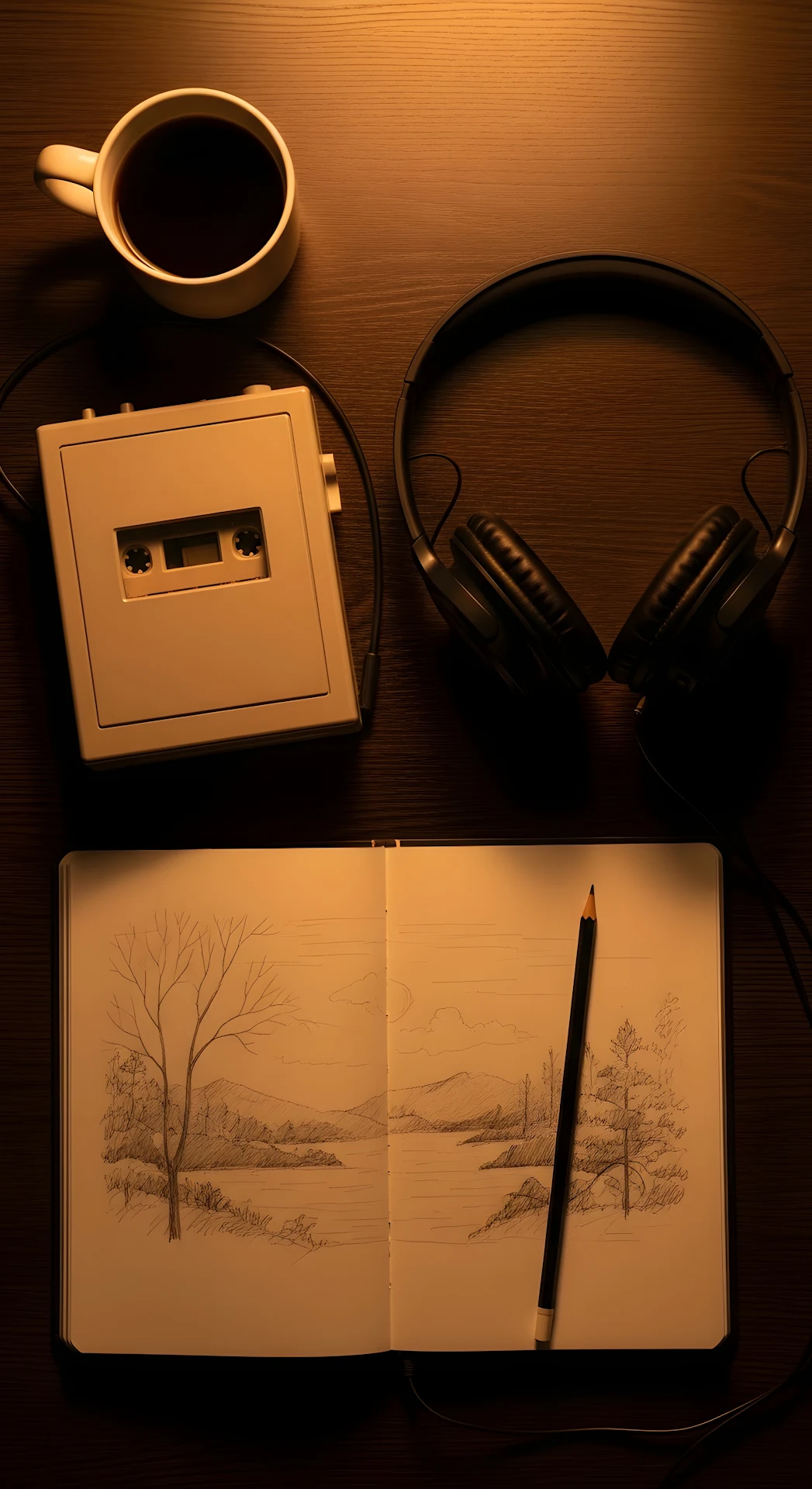 Analog Creative Setup Sketchbook Cassette Player - Free 4K mobile Wallpaper