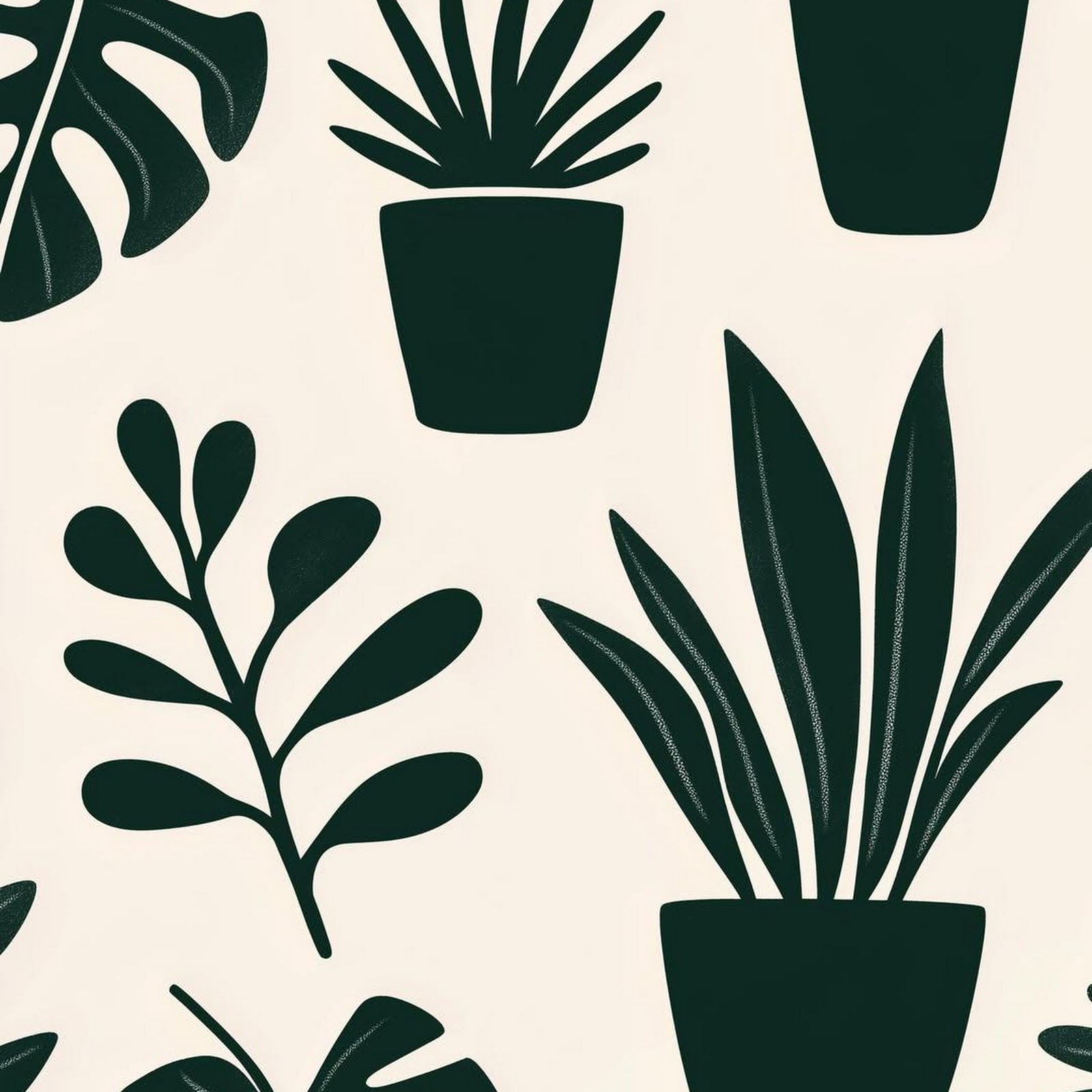 Download Plant Illustration, Botanical Pattern, Potted Plants, Tropical Leaves Full HD iPhone