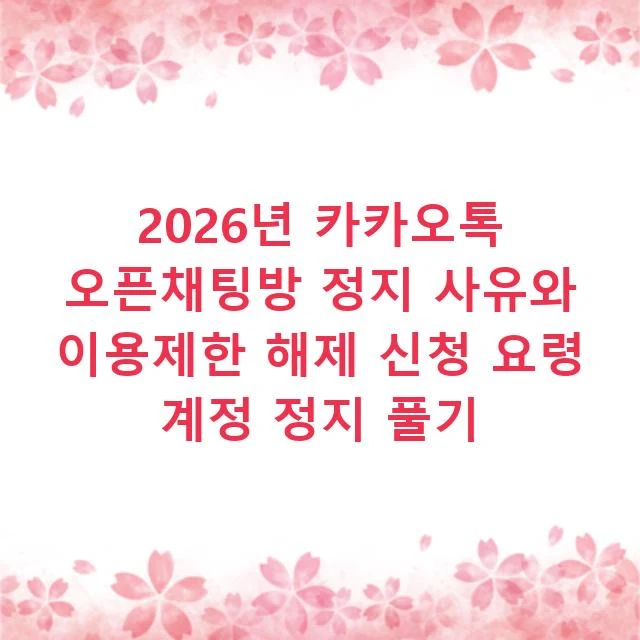 2026년 카카오톡 오픈채팅방 정지 사유와 이용제한 해제 신청 요령 계정 정지 풀기