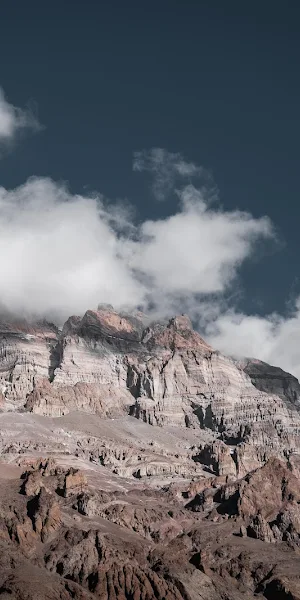 Mountain Range, Cloudscape, Rocky Peaks, Nature Landscape 5K Wallpaper Background