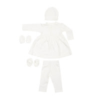 Крестильный набор для девочки Twins с белой вышивкой 68р экрю