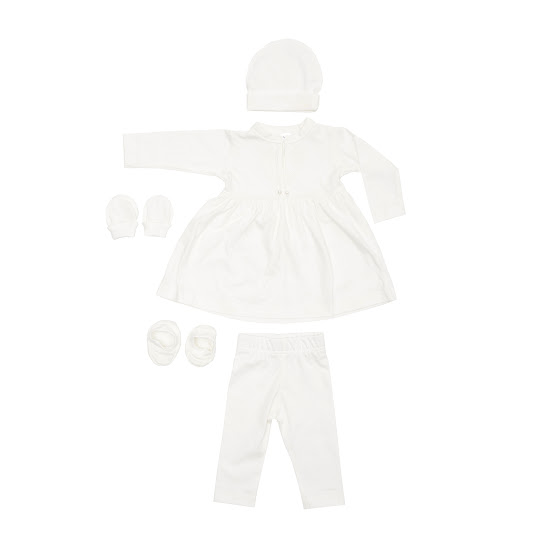 Крестильный набор для девочки Twins с белой вышивкой 68р экрю