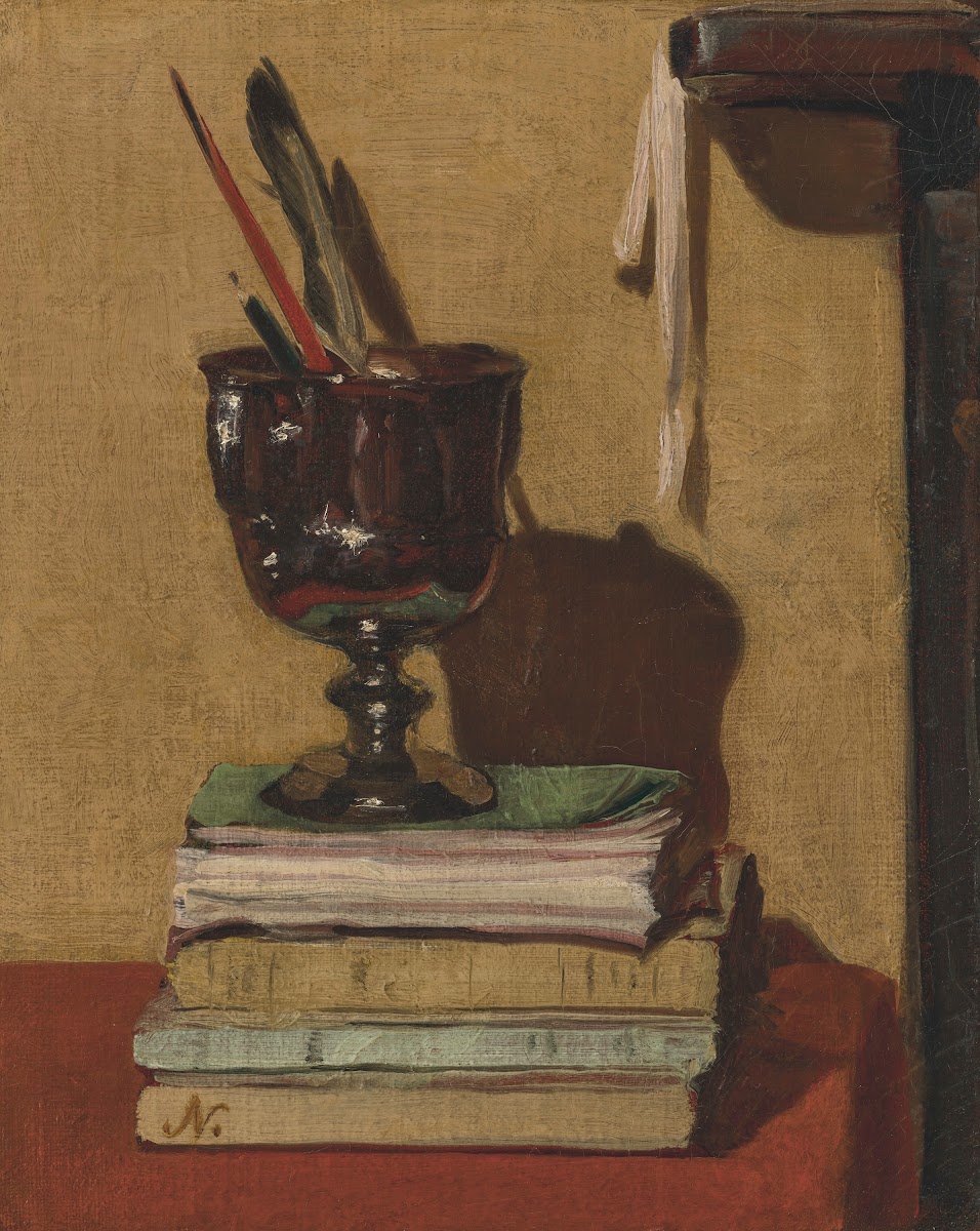 Vase and Books on a Red Table 1919