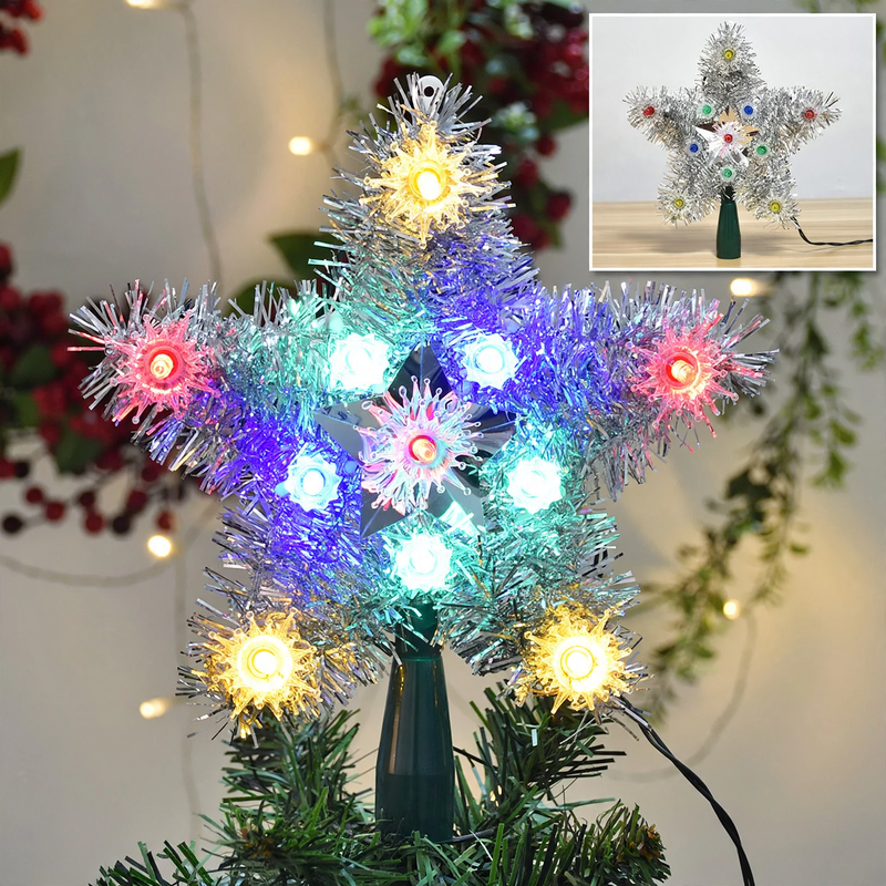 Transparent LED Christmas tree top star made of acrylic