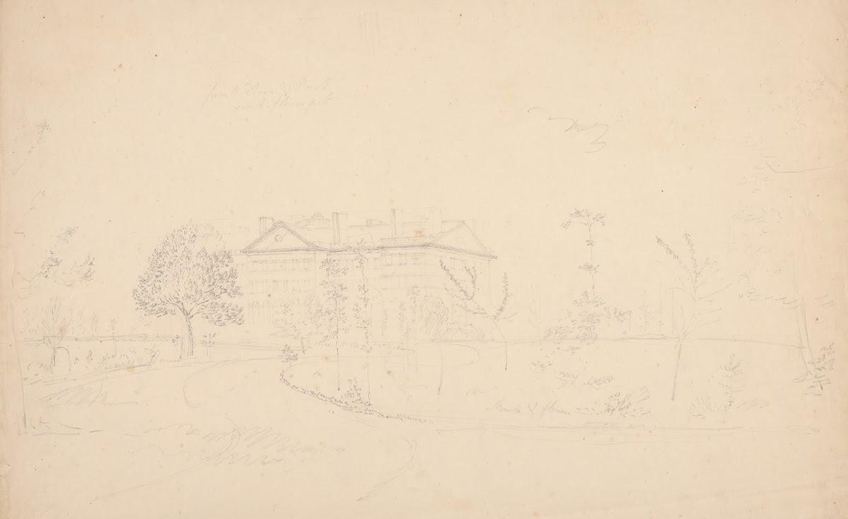 Lunatic Asylum Front area  park sunk flower pots 1821 1844