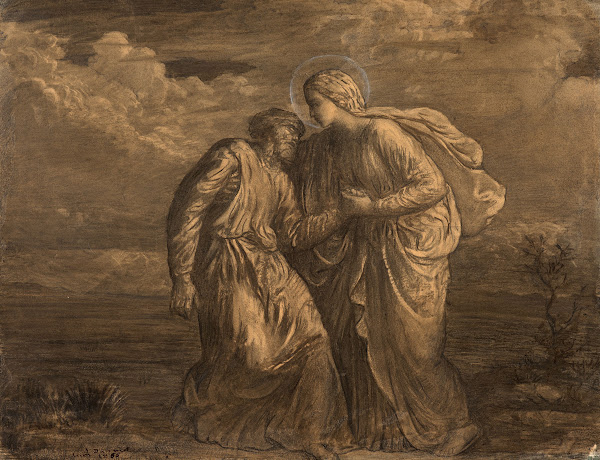 Angel supporting a weakened man 1855