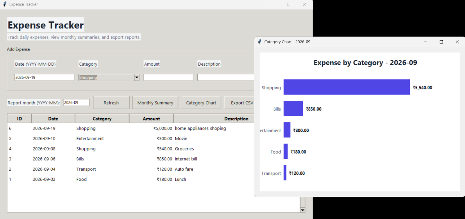 Expense Tracker (Python) — screenshot 3