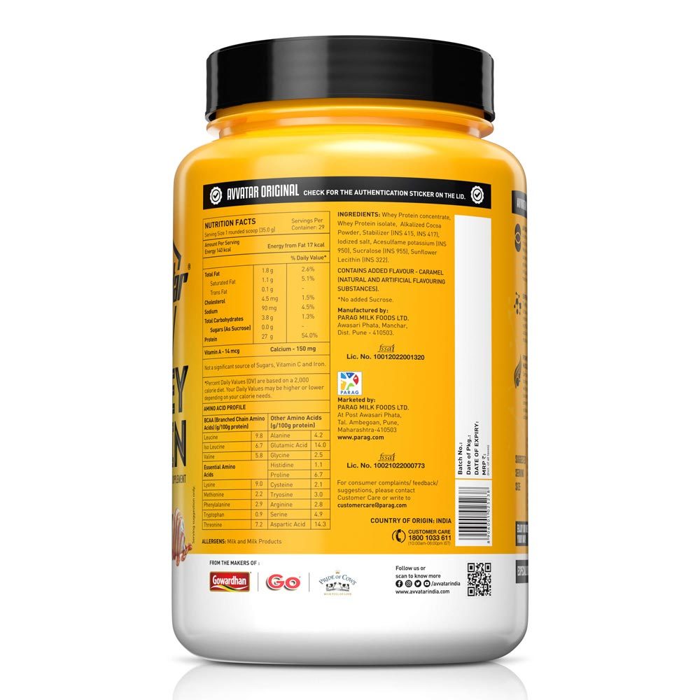Avvatar Whey Protein Caramel Crème Flavour, 1 Kg