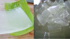 Nha đam gọt vỏ, cắt khúc, rửa sạch, ngâm trong nước có hòa tan 15ml nước cốt chanh. Đậu đen đãi sạch, ngâm nước khoảng 3 giờ hoặc qua đêm.