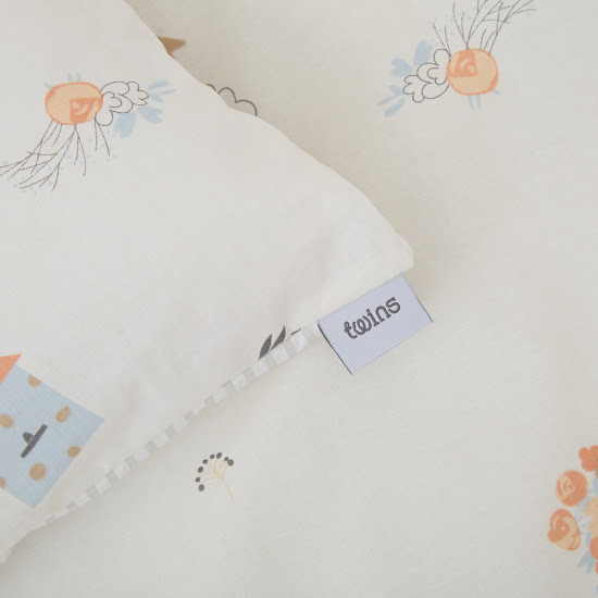 Bedding set for a baby crib 5 el Twins Via (poplin) Birds grey